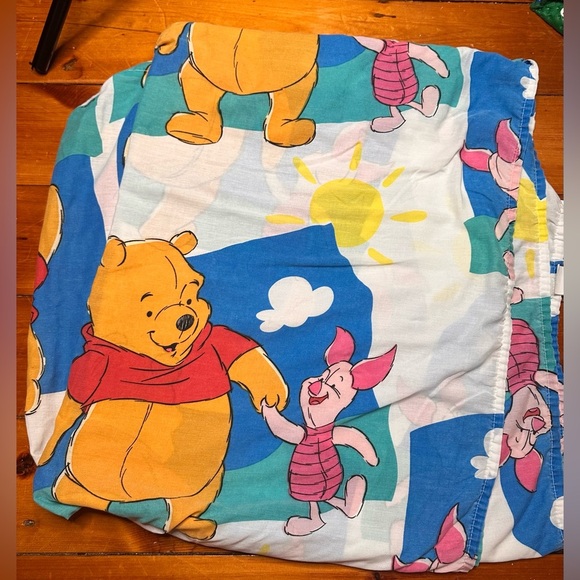 Vintage Disney Winnie the Pooh and Piglet Bedding Twin Flat Sheet - Picture 1 of 2